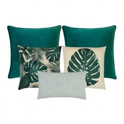 Photo of emerald green lush themed 5 cushion set