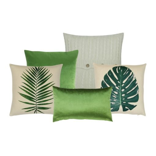 3 light and bright cushion set with leaf patterns