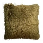 Add shine and texture to your set with this dark olive green square fur cushion cover