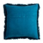 Gamosa back finish of deep blue square fur cushion cover
