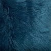 Deep teal square fur cushion in 45cm size