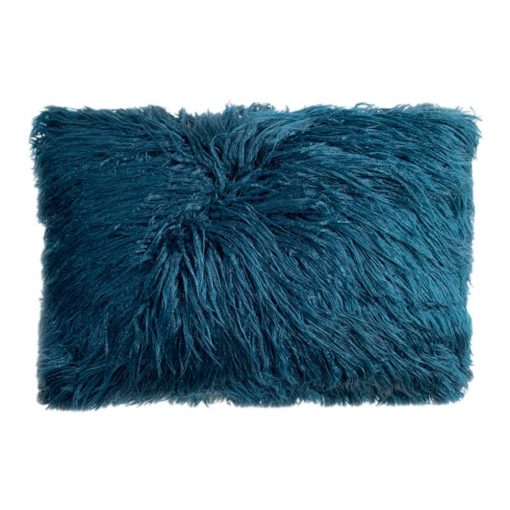 30cm x 50cm rectangular fur cushion in beautiful deep teal colour