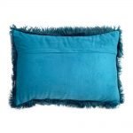 Back image of Prussian blue rectangular fur cushion cover
