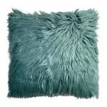 Beautiful duck egg blue square fur cushion cover in 45cm x 45cm size
