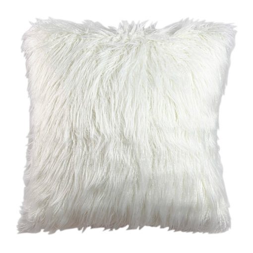 Photo of 45cm x 45cm shiny white fur cushion cover