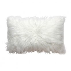 Optic white rectangular cushion cover in fur fabric