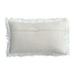 Back of optic white fur cushion cover in rectangular cushion cover