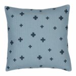 Pastel blue coloured kids cushion cover with star crosses