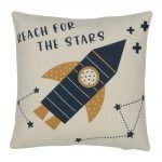 Very cute square kids cushion with rocket print