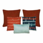 Photo of 5 Christmas-themed cushion collection in red and teal blue colours