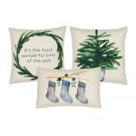 Photo of 3 Christmas cushion cover set in green and blue colours