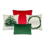 4-piece cushion collection in vibrant red and green colours