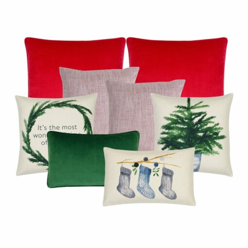 Photo of 8 Christmas cushion collection in vibrant red, green colours