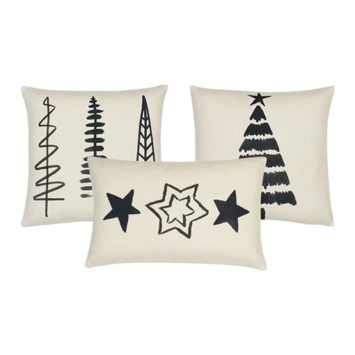 3-piece cushion collection in black and white Christmas prints