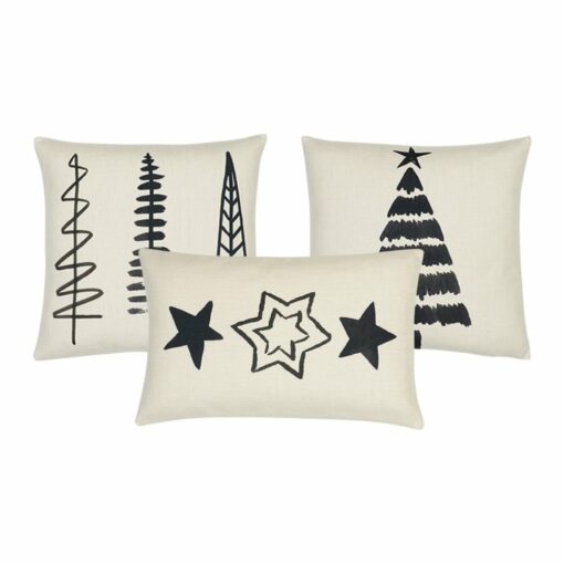 3-piece cushion collection in black and white Christmas prints