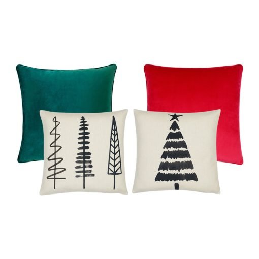 Photo of 4 Christmas cushion covers in velvet green, red, white and black