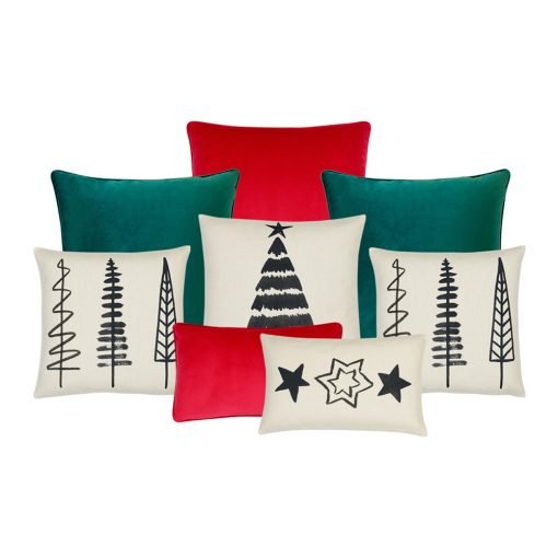 8 cushion collection in red, green and black colours