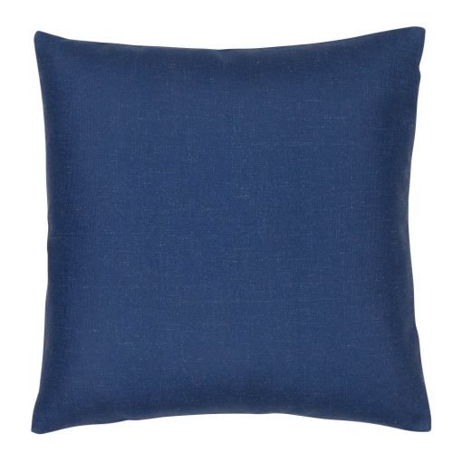 Photo of square, plain midnight blue cushion cover in cotton linen blend material