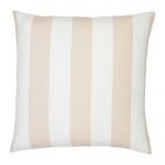 A bold beige striped pattern features on a large outdoor cushion that is also UV resistant and waterproof.