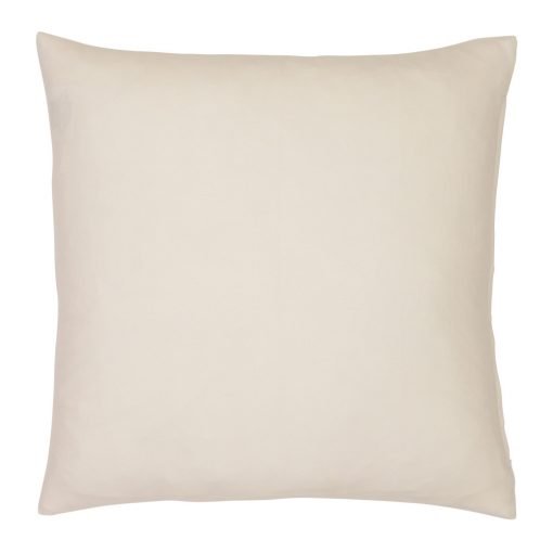 A beige outdoor cushion cover is pictured with a waterproof design and solid colouring on both sides.