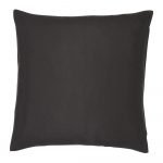A black outdoor cushion cover is pictured with a waterproof design and solid colouring on both sides.