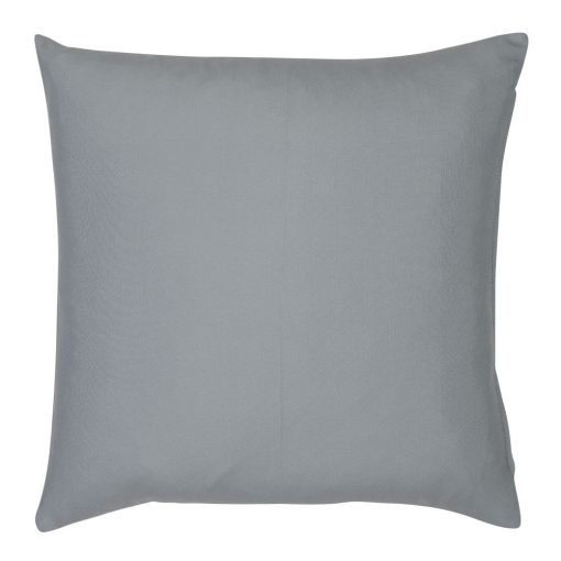 A grey outdoor cushion cover is pictured with a waterproof design and solid colouring on both sides.