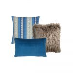 Photo of a three set of cushion covers in brown and blue colours