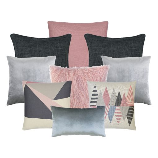 Photo of 9 cushion cover collection in colours of grey and pink
