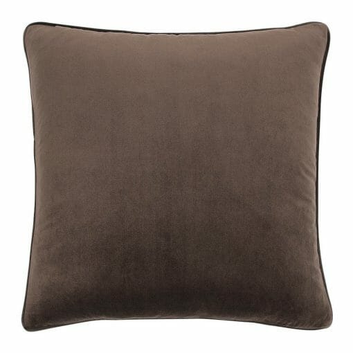 55cm square cushion cover in dark chocolate brown velvet fabric