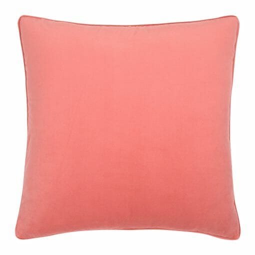 Large square coral orange velvet cushion