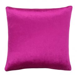 45cm square cushion cover in fuchsia pink velvet fabric