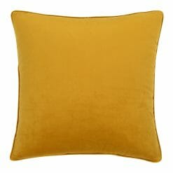 Large square honey mustard-coloured velvet cushion