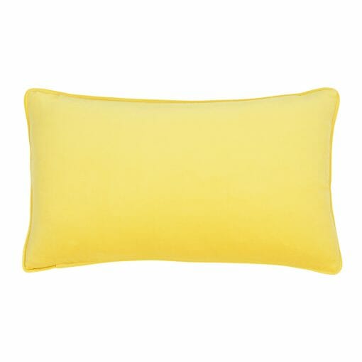 Bright yellow velvet cushion in 30cm x 50cm size