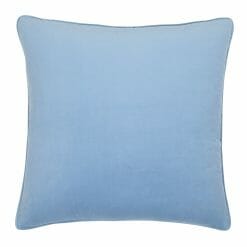 55cm square cushion cover in light blue velvet fabric