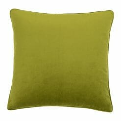 55cm square cushion cover in olive green velvet fabric