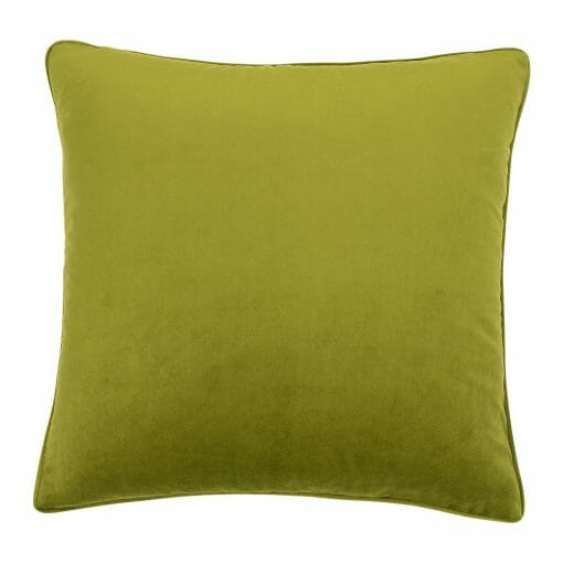 55cm square cushion cover in olive green velvet fabric