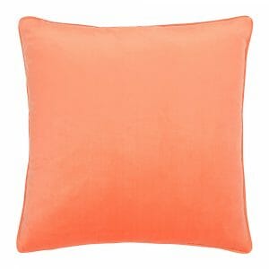 Large square orange peach velvet cushion