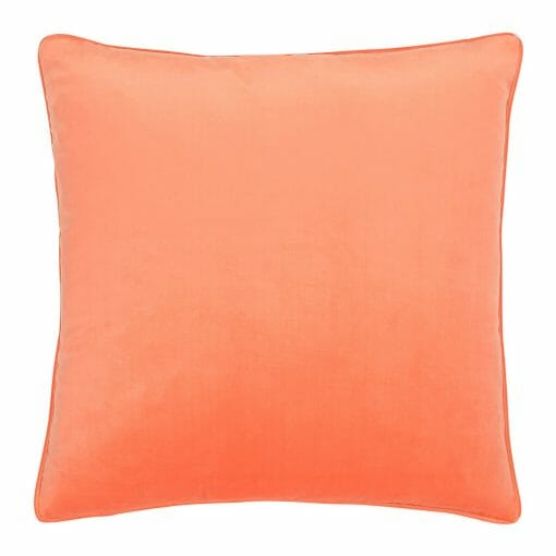 Large square orange peach velvet cushion