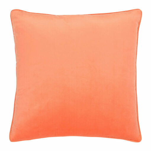 Large square orange peach velvet cushion