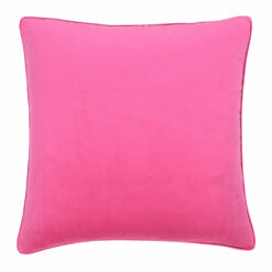 Large square pink-coloured velvet cushion