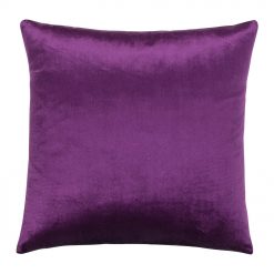45cm square cushion cover in plum purple velvet and linen fabric