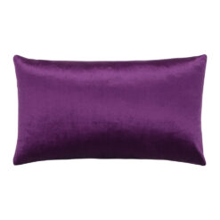 Plum purple rectangular pillow in velvet and linen fabric