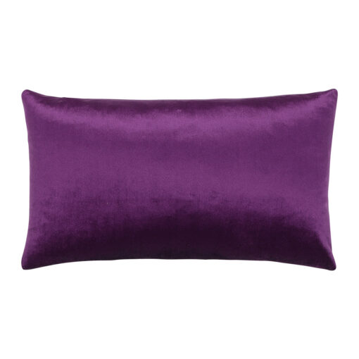 Plum purple rectangular pillow in velvet and linen fabric