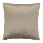 45cm square light brown velvet linen cushion