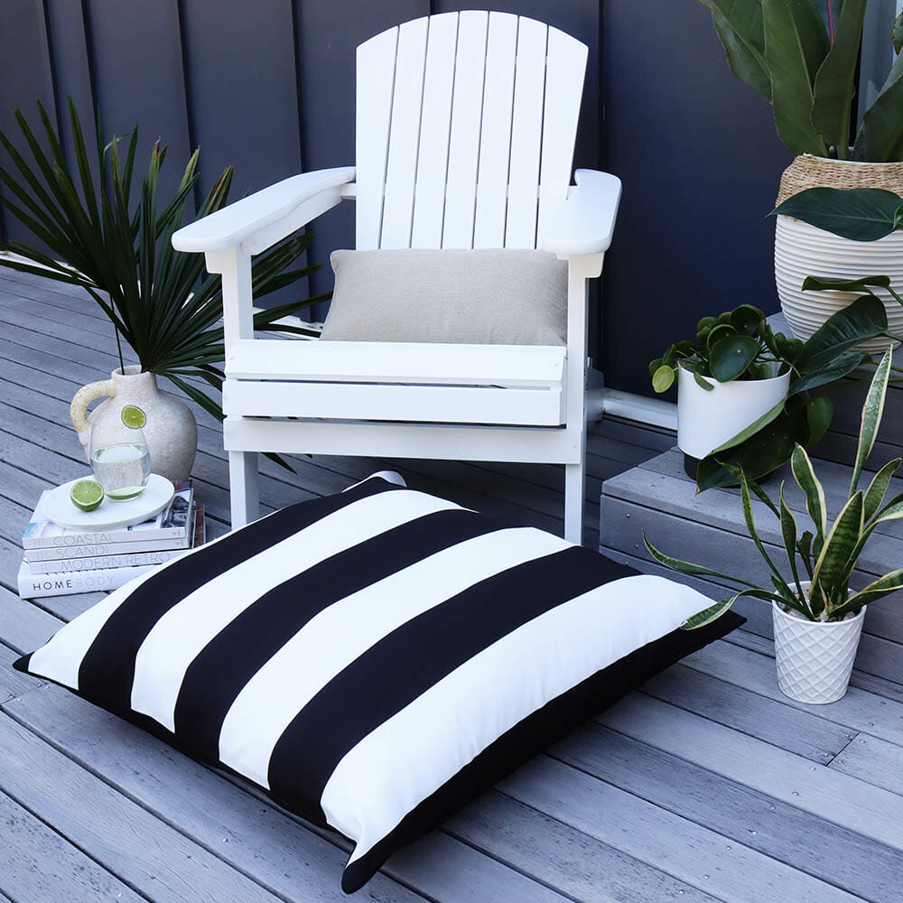 Byron Striped Waterproof Black And, Black And White Striped Outdoor Cushions Australia