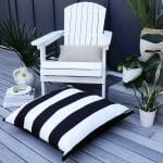 Striped waterproof outdoor floor cushion cover in black and white colour