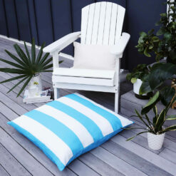 Waterproof striped outdoor floor cushion cover in blue and white colour