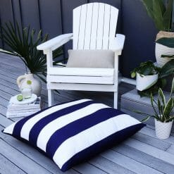 Navy blue striped waterproof outdoor floor cushion cover