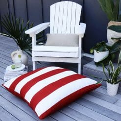 Striped waterproof outdoor floor cushion cover in red and white colour