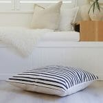 Striped floor cushion cover in black and white colour